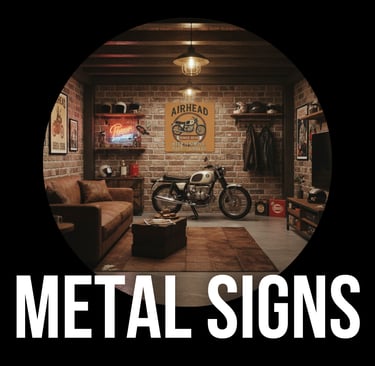 lunge room with a Airhead metal sign on the wall