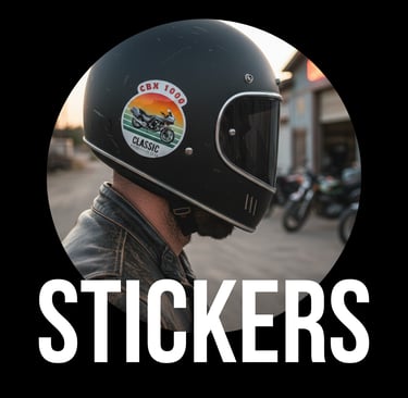 a man wearing a helmet and a helmet with a sticker on it