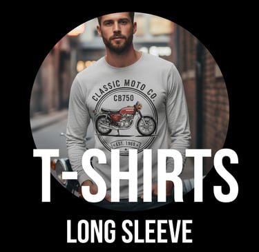 man wearing a cb750 long sleeve t-shirt
