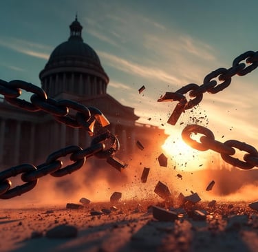 Broken chains symbolizing freedom from the child support legal system  13 Chains advocacy