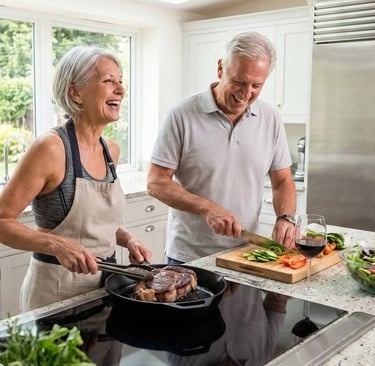 Couple cooking in a kitchen