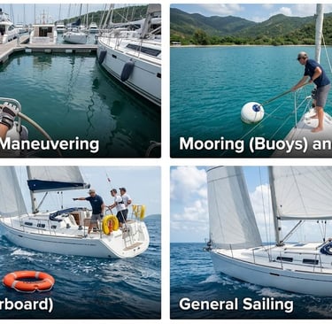 Boat Maneuvering, Mooring, MOB, Sailing