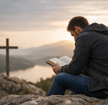 man reading the bible