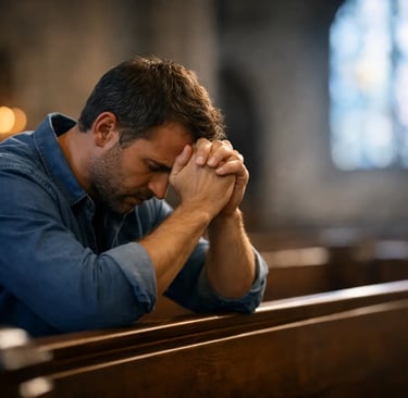 man praying for bible answers