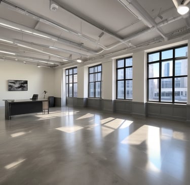 Bright, open-concept living room with charcoal and white decor.