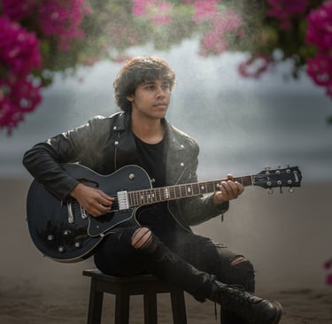 Dark Cinematic Guitarist Portrait