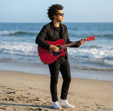 Standing Guitarist with Ocean View