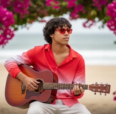 Floral Beachside Guitar Shot