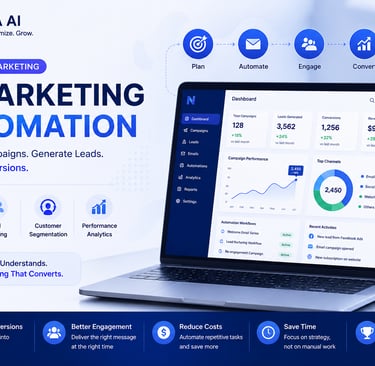 AI Marketing Automation dashboard showing campaign automation lead generation customer engagement an