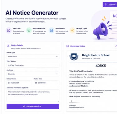 AI Notice Generator Dashboard for Schools and Offices