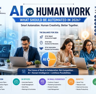  AI automation vs human expertise in the workplace for 2026 business efficiency.