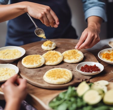 a person kneading dough on top of a table