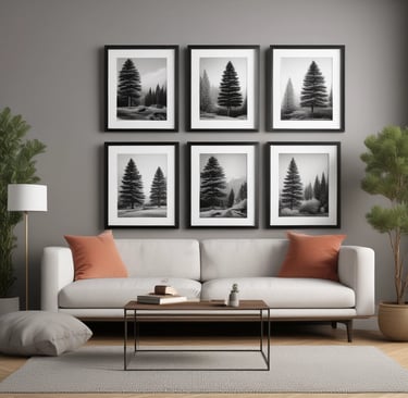 a living room filled with furniture and a mirror