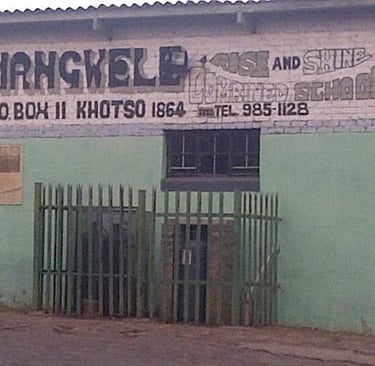 Outside the Mangwele Combined School premises. 