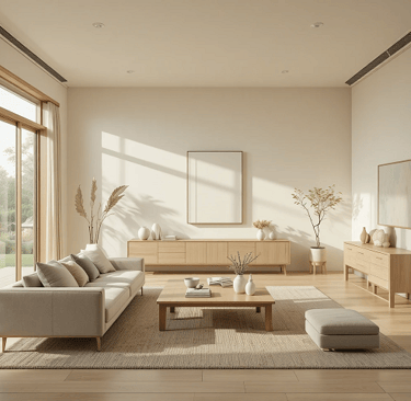 salón japandi atmosfera serena