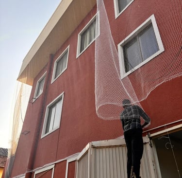 Finished duct nets blending seamlessly with the industrial interior of a Bengaluru facility.