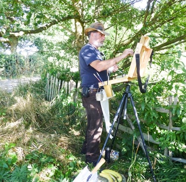 Paul Apps painting En Plein AIr at Great Dixter House 