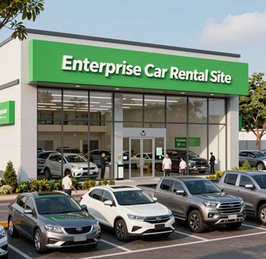 A friendly customer service representative wearing a headset, ready to assist with car rental inquiries.