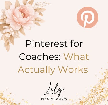 typo "Pinterest for Coaches: What Actually Works" by Lily Bloomington on light pink background