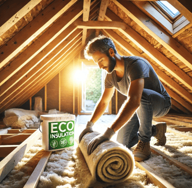 Travailleur préparant les combles pour l'isolation.