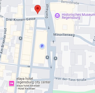 a map of a city with a red marker marker in the middle of the map