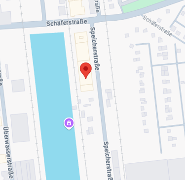 a map of a city with a red marker marker in the middle of it