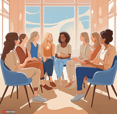 groupe de parole avec 8 femmes assises en cercle