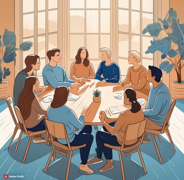 groupe de parole mixte avec 9 personnes