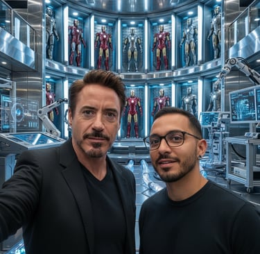 Selfie - Repórter do Jornal Nerd e Tony Stark - Homem de Ferro