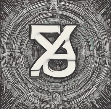 a black and white photo of a stylized letter x on a circular object
