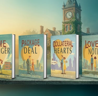 Ruled Out Romance set of 4 books, college campus in background