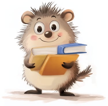 Tumbleberry Hedgehog holding books