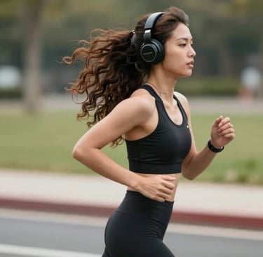 Woman running with headphones on