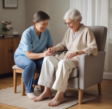 A dressed chronic wound on a patient's leg, highlighting professional treatment.