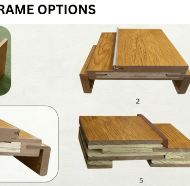MDF PVC door frame cross-section options with wood grain pvc film,showing interior solution designs.