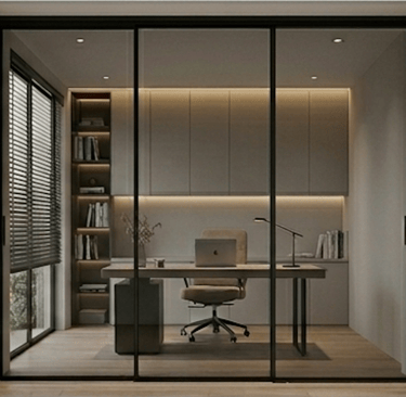 Expedited Office Partition modern minimalist home office with glass sliding doors
