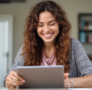 A serene workspace with soft natural light, a laptop open to a Zoom call, and calming plants nearby.