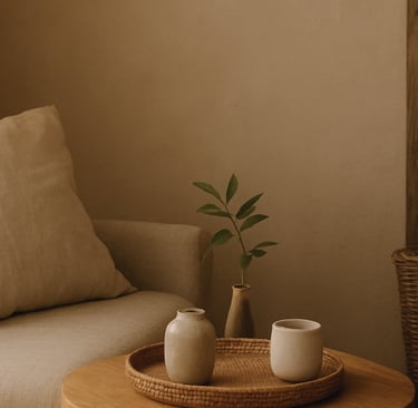 Calm home space encouraging slow, sustainable living