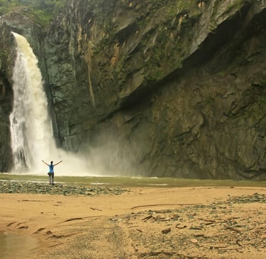Salto de Jimenoa waterfall in Jarabacoa Dominican Republic surrounded by lush nature and forest