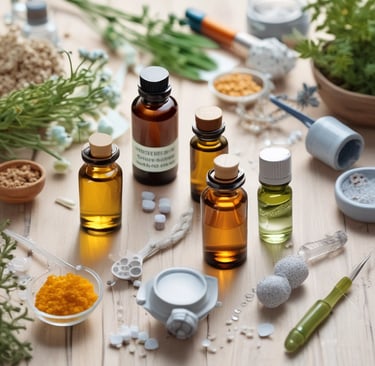 a table with many different types of medicine