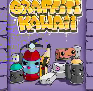 GRAFFITI KAWAII - Libro de colorear Graffitis estilo Kawaii, una mezcla de ambos estilos en uno solo