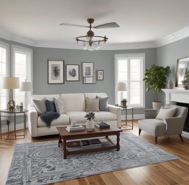 Close-up of a painter’s hand rolling crisp white paint on a smooth interior wall.