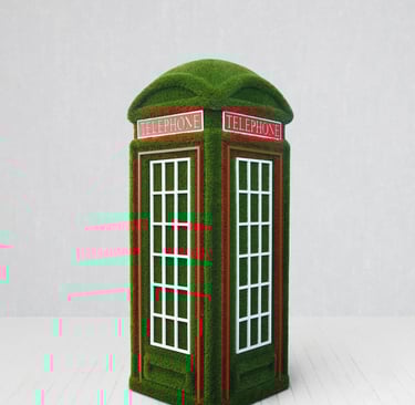 London Phone booth artificial turf sculpture jupiter
