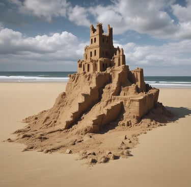 A small house bank with a coin and blank card.