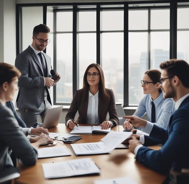 A friendly professional in a modern office, ready to assist with financial questions.