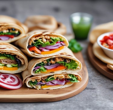 Smiling customer enjoying a pratawrap at a cozy kitchen table.