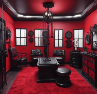 Elegant bedside table with scented candles and rose petals