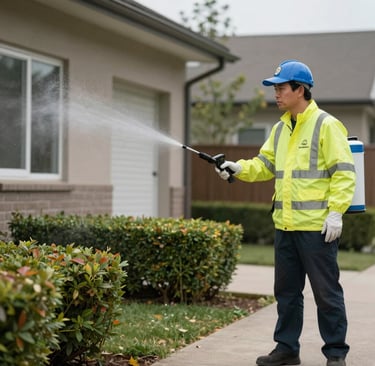 Before and after shots of a residential pest control treatment showing clear improvement