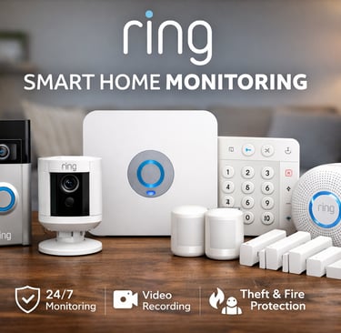 Ring Smart home monitoring System all devices with Camera, Sensors and Door Bell