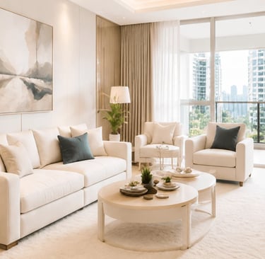 Modern Singapore condominium living room for property showcase